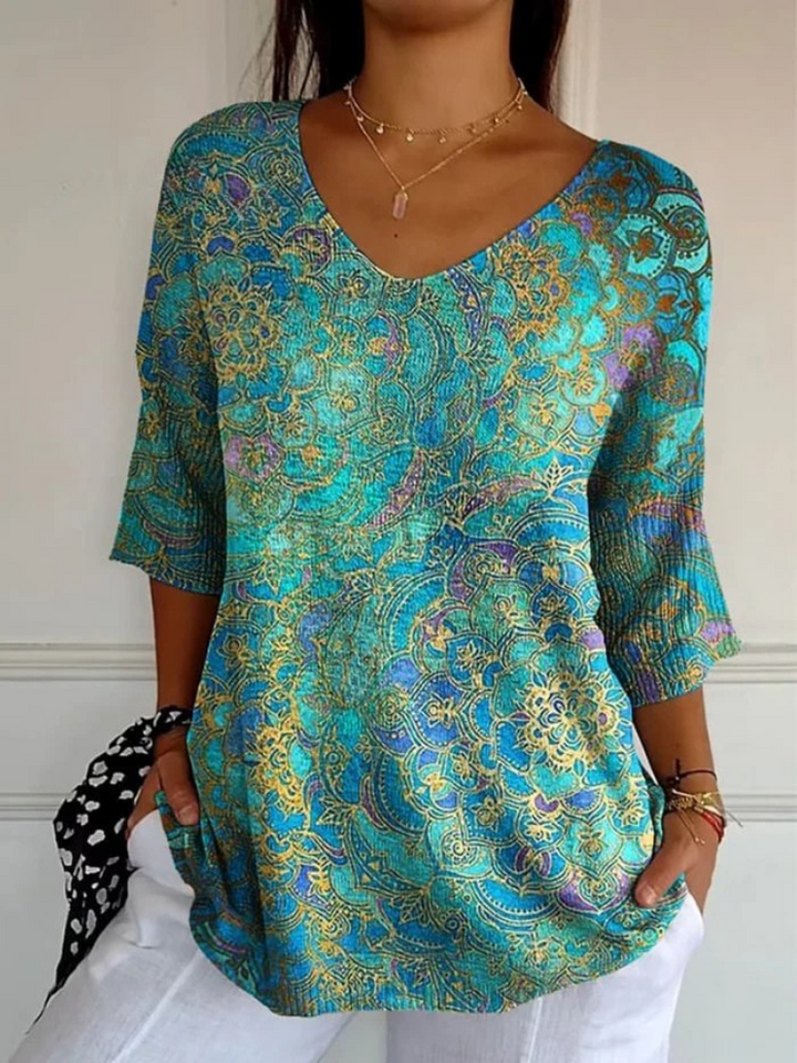 Women's Retro Art Print Casual Pullover Knit 0