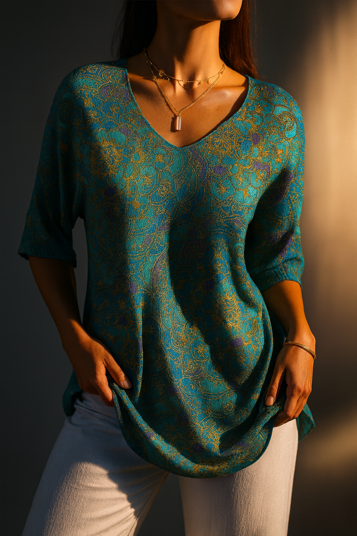 Women's Retro Art Print Casual Pullover Knit 1