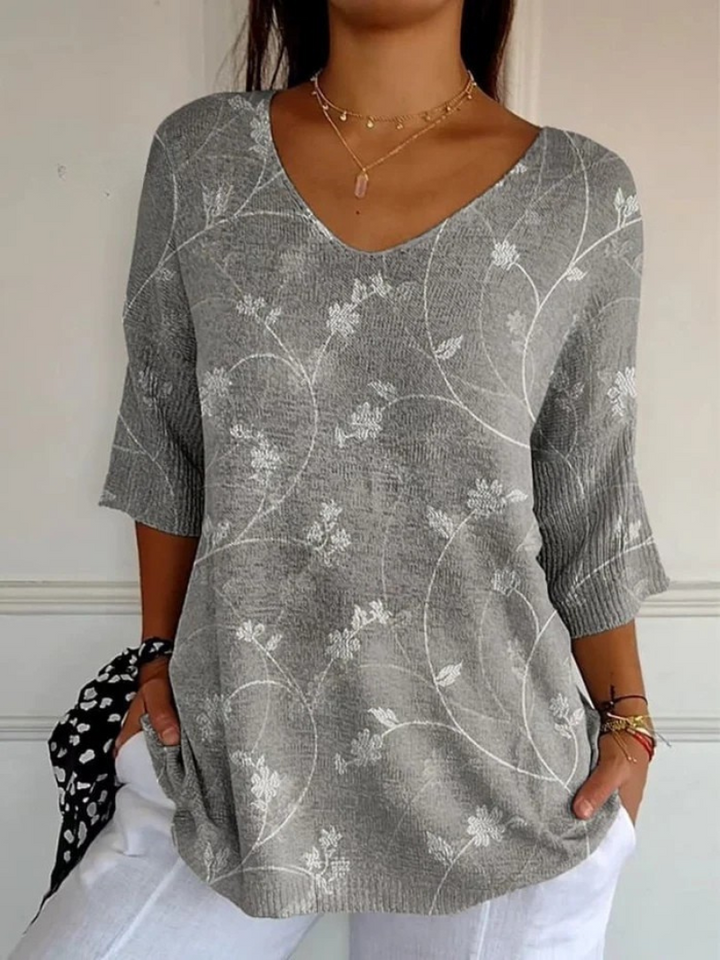 Women's Vintage Floral Art Casual Pullover Knit 0