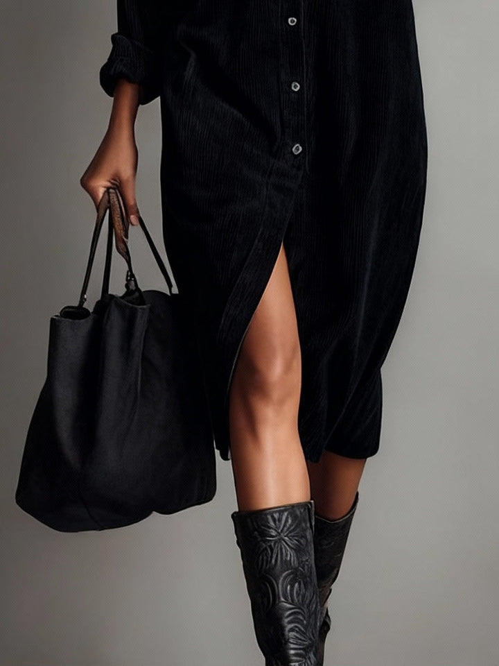 Averlina | Corduroy Midi Dress With Pockets