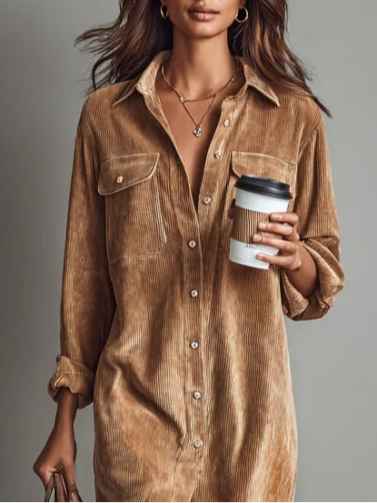 Averlina | Corduroy Midi Dress With Pockets