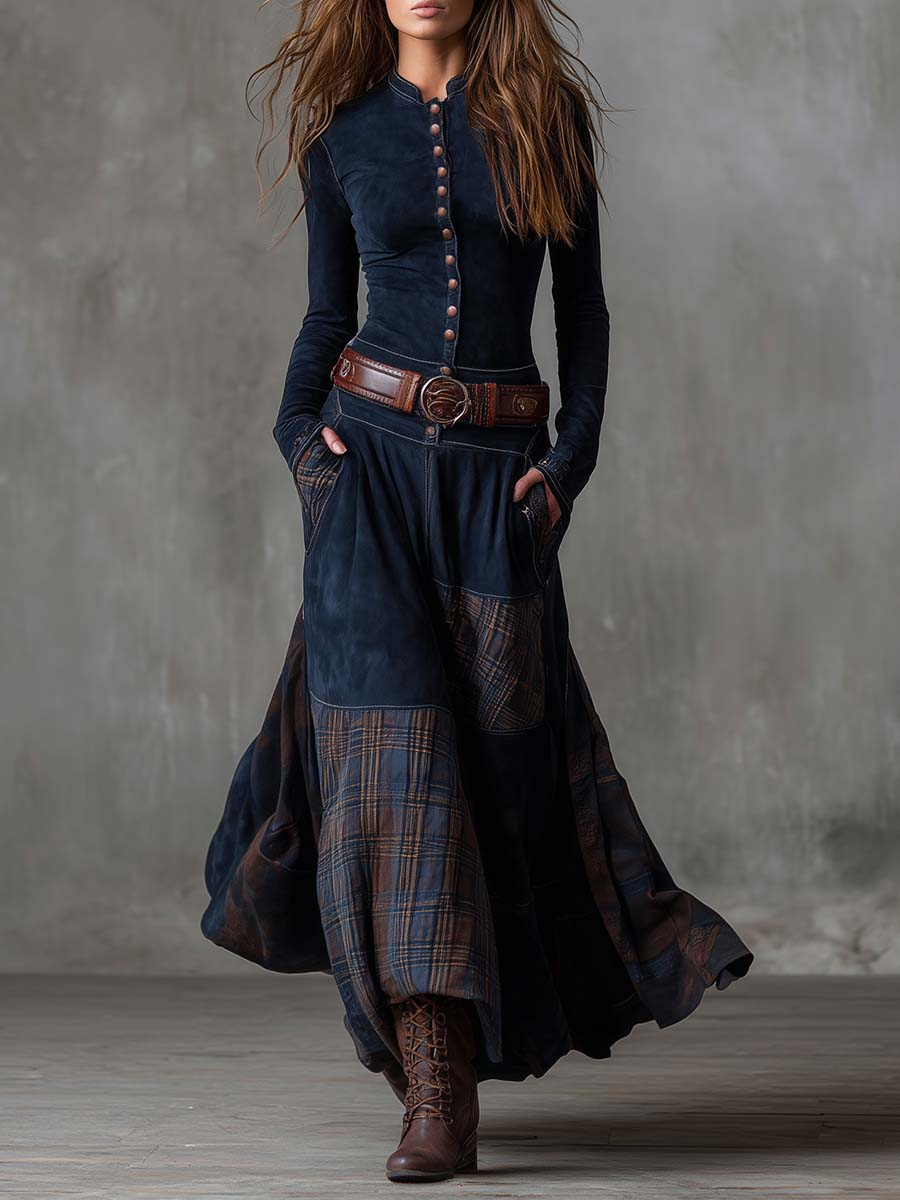 Lenorisse | Vintage Long Check Dress (Belt not included)