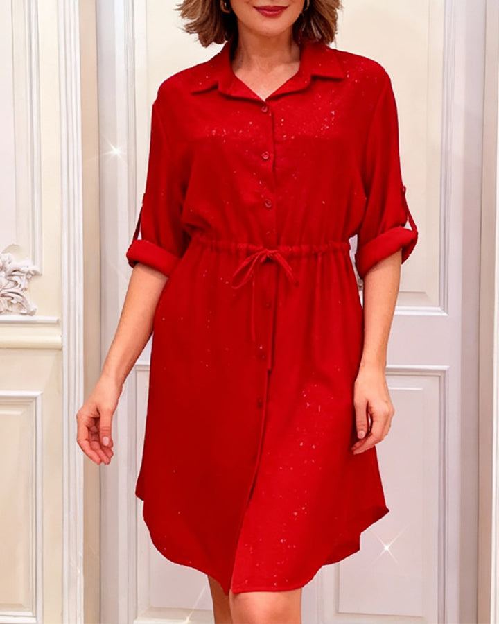 Tailisse | Tie Waist Shirt Dress