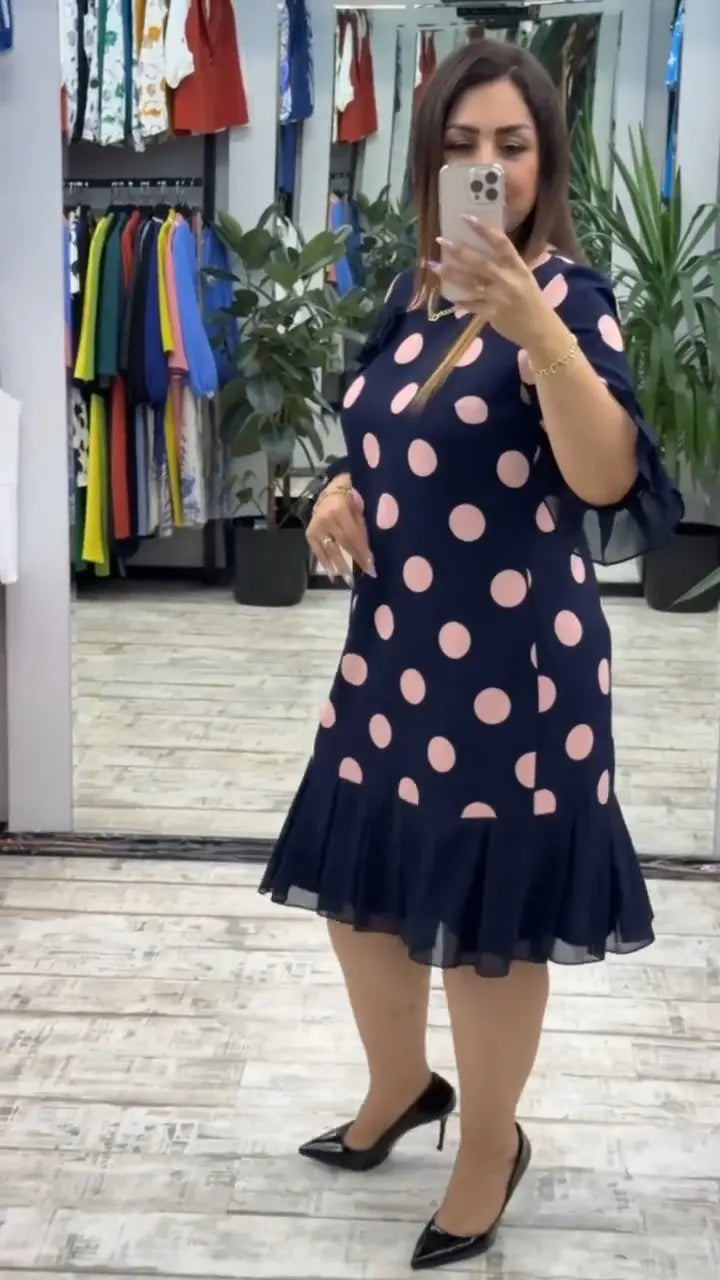 Palerine | Pleated Polka Dot Dress